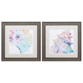 Frames Vintage Picture Frames - 19" X 19" Distressed Wood Toned Frame Rainbow Seashell (Set of 2) HomeRoots