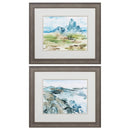 Frames Vintage Picture Frames 22" X 19" Distressed Wood Toned Frame Watercolor Views (Set of 2) 5362 HomeRoots