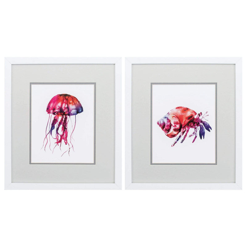 Frames White Collage Picture Frames - 14" X 16" Matte White Frame Jellyfish Hermit (Set of 2) HomeRoots
