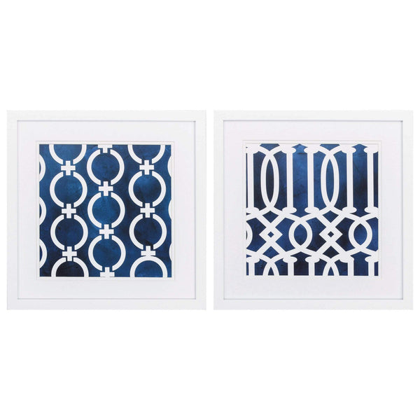 Frames White Collage Picture Frames 17" X 17" Matte White Frame Graphic Patterns (Set of 2) 5286 HomeRoots
