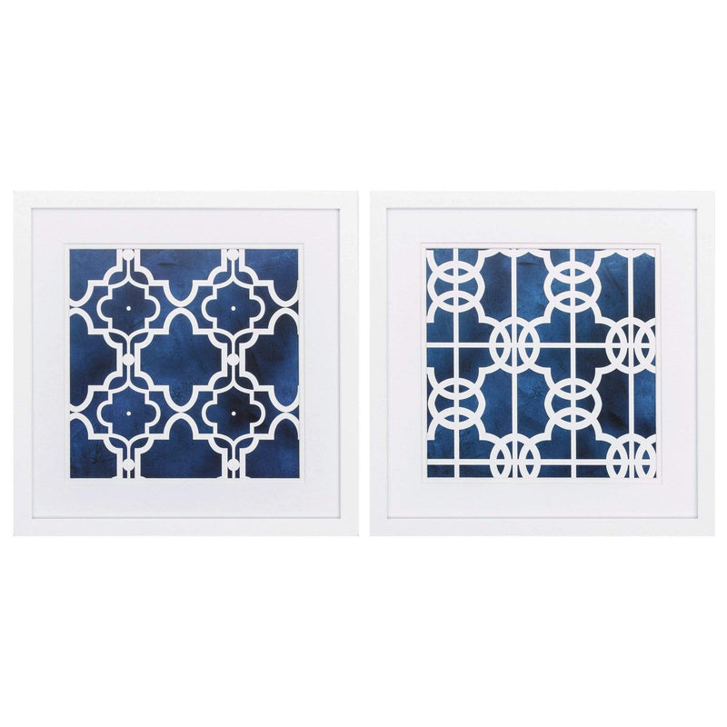 Frames White Collage Picture Frames 17" X 17" Matte White Frame Graphic Patterns (Set of 2) 5287 HomeRoots