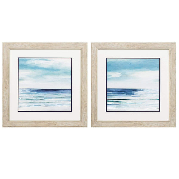 Frames White Collage Picture Frames - 19" X 19" White Frame Blue Silver Shore (Set of 2) HomeRoots