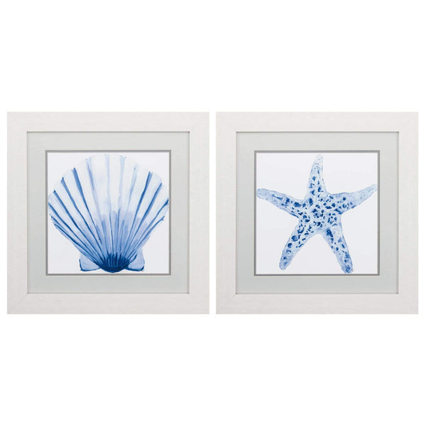 Frames White Collage Picture Frames - 19" X 19" White Frame Fan Shell Starfish (Set of 2) HomeRoots