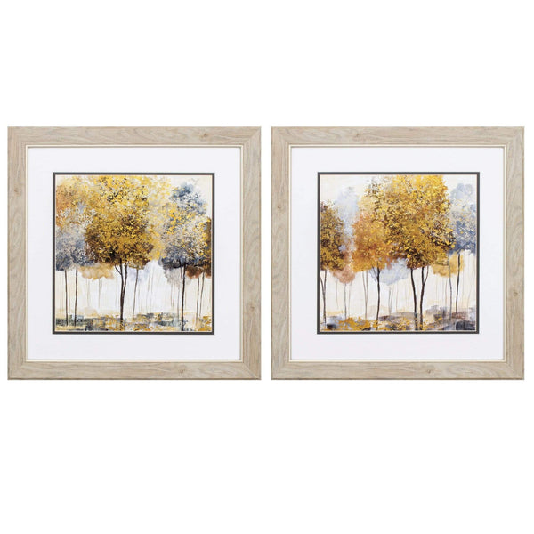 Frames White Collage Picture Frames - 19" X 19" White Frame Golden Trees (Set of 2) HomeRoots