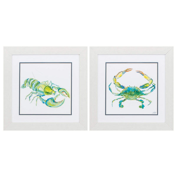 Frames White Collage Picture Frames 19" X 19" White Frame Sea Life (Set of 2) 5251 HomeRoots