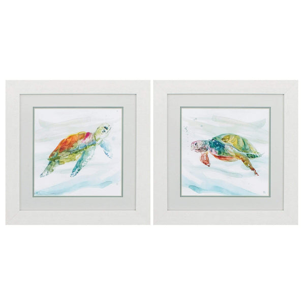 Frames White Collage Picture Frames - 19" X 19" White Frame Turtle Tropics (Set of 2) HomeRoots