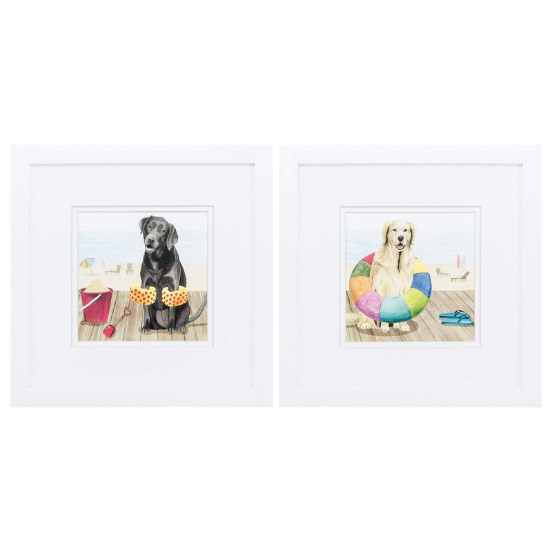 Frames White Picture Frames 11" X 11" Matte White Frame Lets Go Boardwalk (Set of 2) 5210 HomeRoots