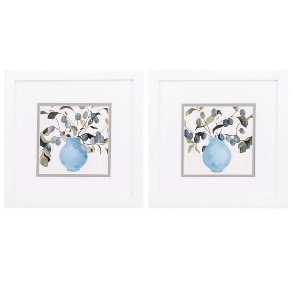 Frames White Picture Frames - 11" X 11" Matte White Frame Plum Branch Arrange (Set of 2) HomeRoots