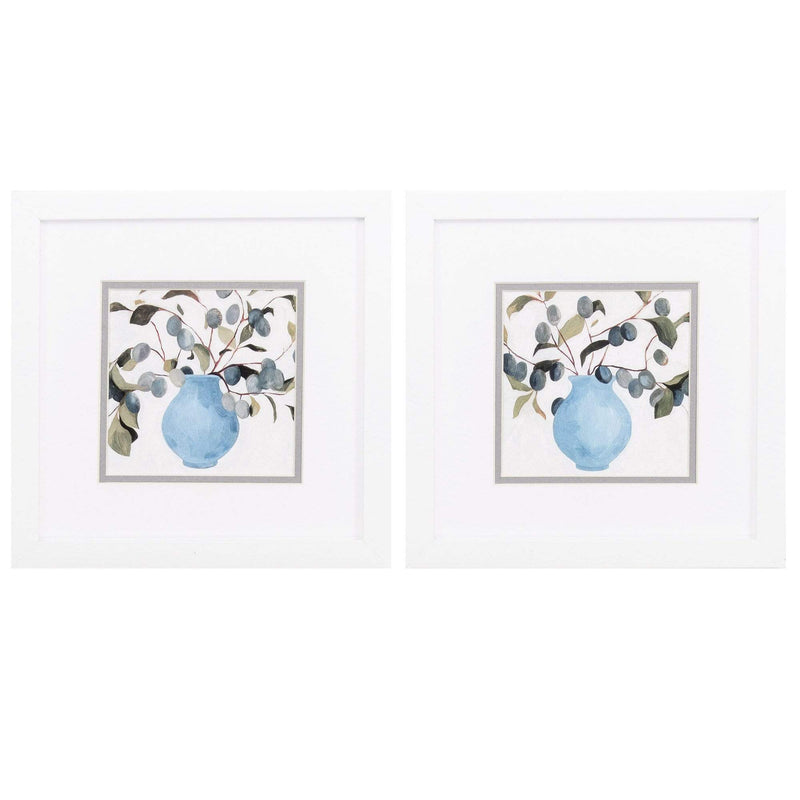 Frames White Picture Frames - 11" X 11" Matte White Frame Plum Branch Arrange (Set of 2) HomeRoots