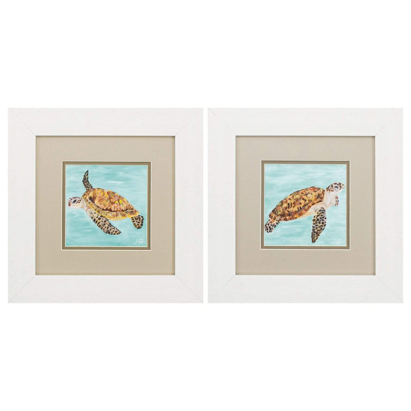 Frames White Picture Frames - 13" X 13" White Frame Calm Swim (Set of 2) HomeRoots