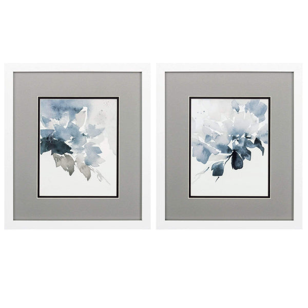 Frames White Picture Frames - 14" X 16" Matte White Frame Gray Leaves (Set of 2) HomeRoots