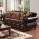 Franklin Traditional Style Sofa in Dark Brown and Dark Cherry-Sofas-Brown-Wood-JadeMoghul Inc.