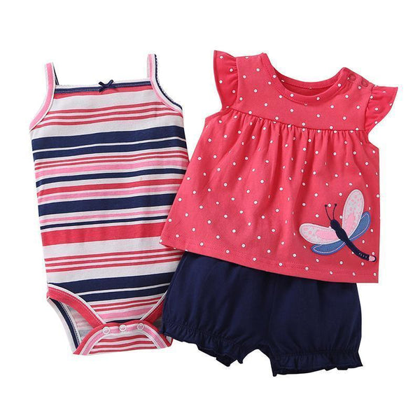 free ship kids bebes Baby girl clothes set kids bebes clothing summer set red colors floral baby romper style Sets bodysuit-1-9M-JadeMoghul Inc.