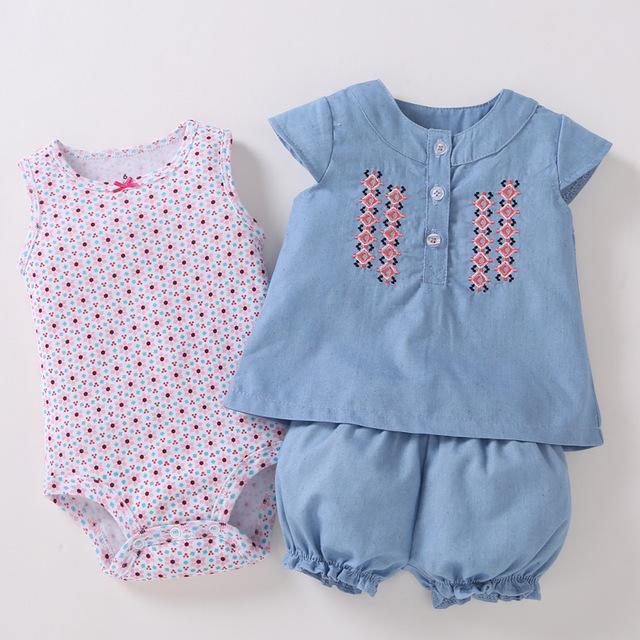 free ship kids bebes Baby girl clothes set kids bebes clothing summer set red colors floral baby romper style Sets bodysuit-Dark Grey-6M-JadeMoghul Inc.
