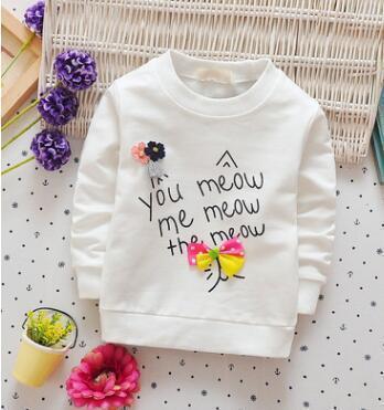 Free shipping 2017 new spring autumn baby girls long sleeved T-shirt cotton bow children's clothing-Ivory-9M-JadeMoghul Inc.