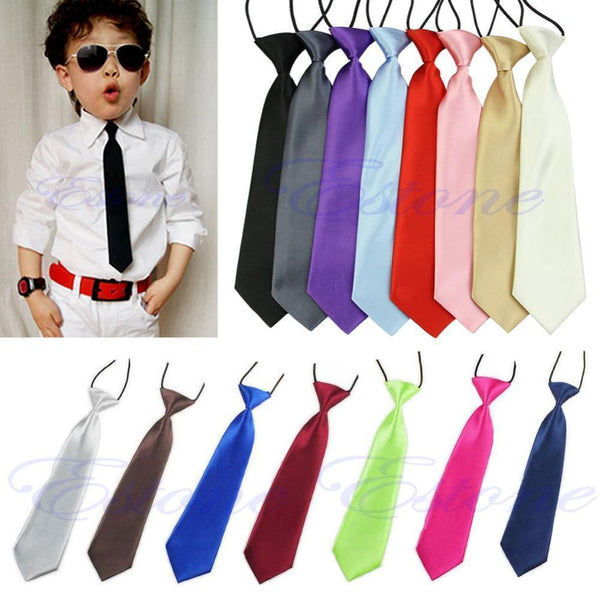 Free Shipping Fashion School Boys Children Kids Baby Wedding Solid Colour Elastic Tie Necktie-Black-JadeMoghul Inc.