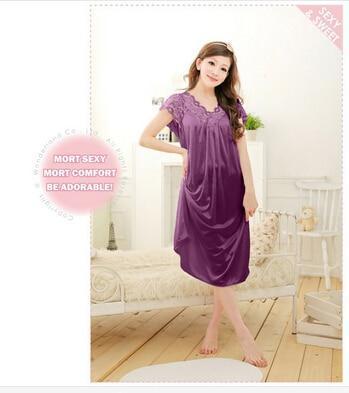 Free shipping women lace sexy nightdress girls plus size bathrobe Large size Sleepwear nightgown Y02-3-As the photo show 7-L-JadeMoghul Inc.