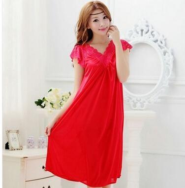 Free shipping women lace sexy nightdress girls plus size bathrobe Large size Sleepwear nightgown Y02-3-As the photo show 8-L-JadeMoghul Inc.