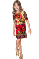 Free Spirit Grace Red Floral Fall Boho Shift Dress - Girls-Free Spirit-18M/2-Red/Beige/Green-JadeMoghul Inc.