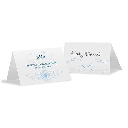 French Whimsy Place Card With Fold Vintage Pink (Pack of 1)-Table Planning Accessories-Navy Blue-JadeMoghul Inc.