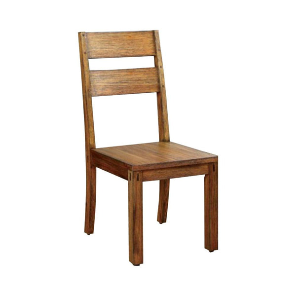 Frontier Rustic Side Chair, Natural Teak Finish, Set Of 2-Armchairs and Accent Chairs-Natural Teak Finish-Wood-JadeMoghul Inc.