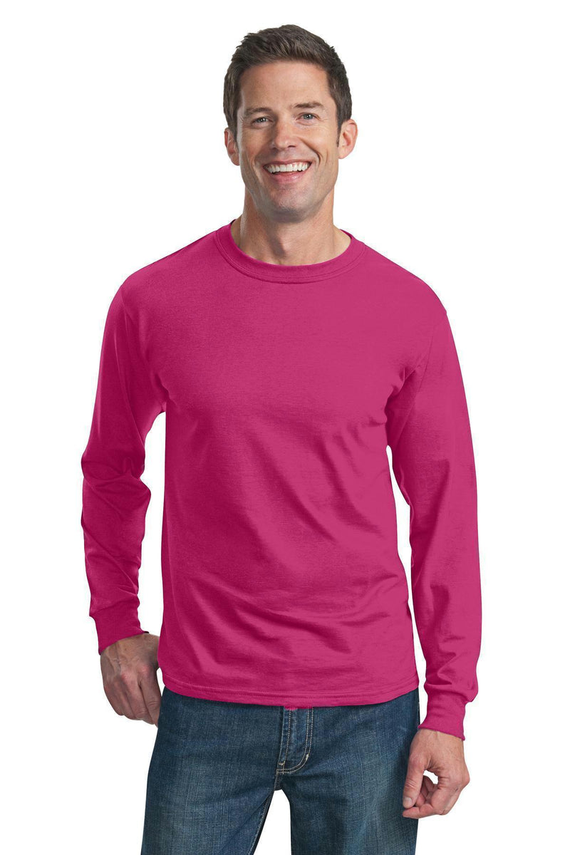 Fruit of the Loom HD Cotton 100% Cotton Long Sleeve T-Shirt. 4930-T-shirts-Cyber Pink-3XL-JadeMoghul Inc.