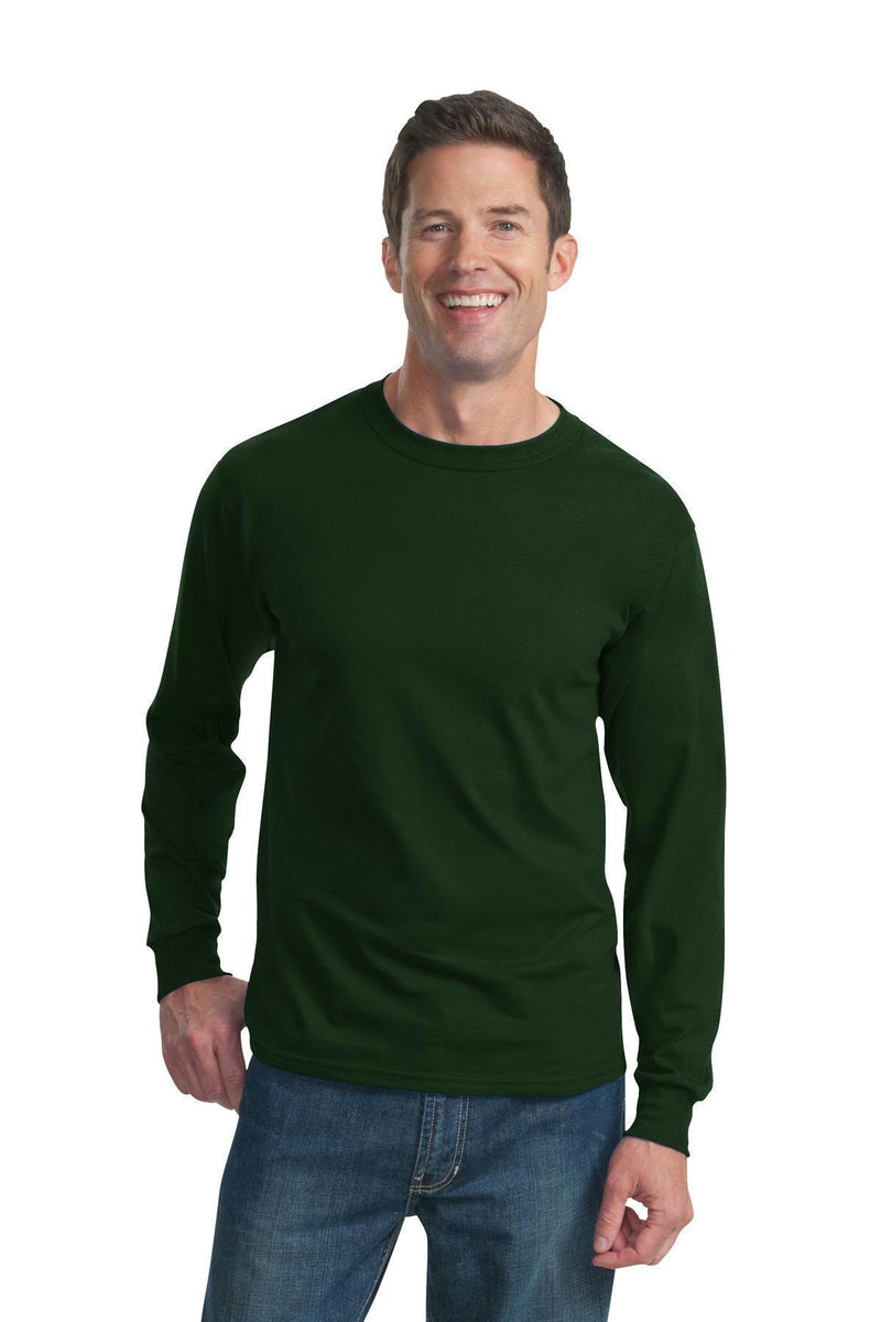 Fruit of the Loom HD Cotton 100% Cotton Long Sleeve T-Shirt. 4930-T-shirts-Forest Green-3XL-JadeMoghul Inc.