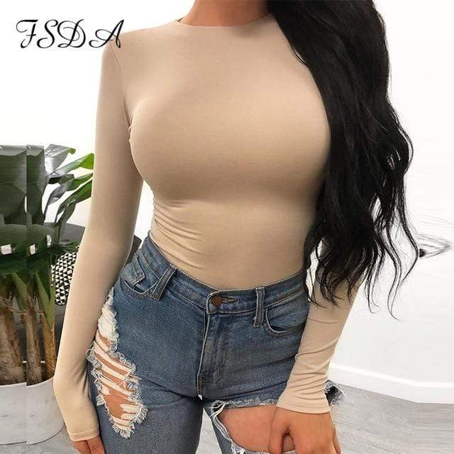 FSDA Long Sleeve Black Bodysuit O Neck Casual Spring Winter White Body Top Sexy Women 2020 Bodysuits Streetwear JadeMoghul Inc. 