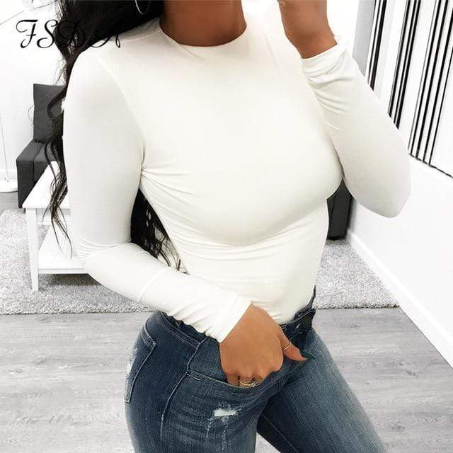 FSDA Long Sleeve Black Bodysuit O Neck Casual Spring Winter White Body Top Sexy Women 2020 Bodysuits Streetwear JadeMoghul Inc. 