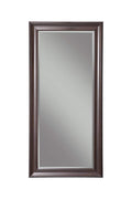 Full Length Leaner Mirror With a Rectangular Polystyrene Frame, Espresso Brown-Mirrors-Brown-Polystyrene Glass-JadeMoghul Inc.