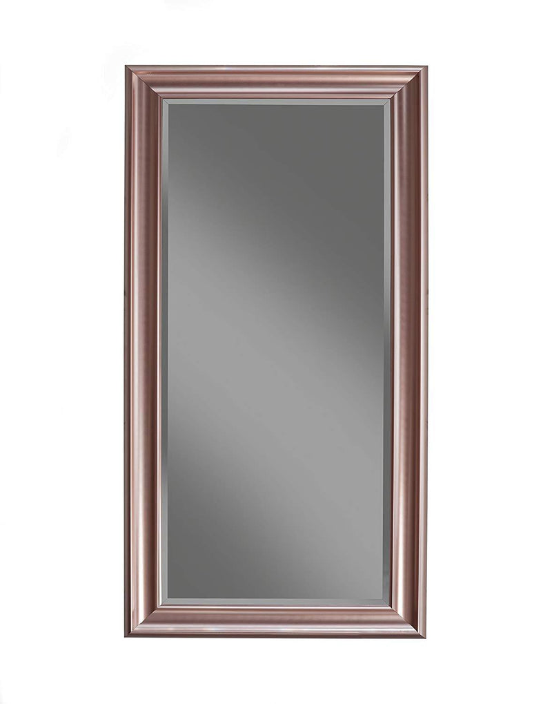 Full Length Leaner Mirror With a Rectangular Polystyrene Frame, Rose Gold-Mirrors-Gold-Polystyrene Glass-JadeMoghul Inc.