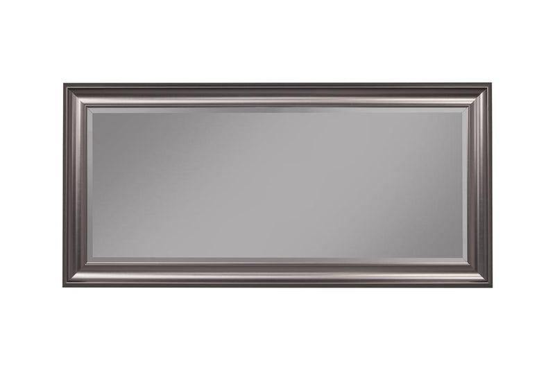 Full Length Leaner Mirror With a Rectangular Polystyrene Frame, Silver-Mirrors-Silver-Polystyrene Glass-JadeMoghul Inc.