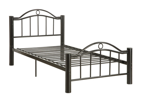 Full Metal Bed With Slats , Black-Platform Beds-Black-METAL HB & FB-JadeMoghul Inc.