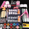 Full Nail Manicure Set Pro Acrylic Kit With Drill Machine Acrylic Liquid Nail Glue Glitter Powder Nail Tips Nail Art Tool Kit AExp