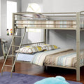 Full Size Metal Bunk Bed With moveable ladder, Gold-Bedroom Sets-Gold-Metal-JadeMoghul Inc.