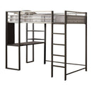 Full Size Metal Bunk Bed With Workstation, Black and Silver-Bunk Beds-Black and Silver-Metal-JadeMoghul Inc.