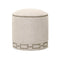 Fully Upholstered Round Ottoman, Bisque Cream-Footstools and Ottomans-Cream-Wood and Fabric-JadeMoghul Inc.