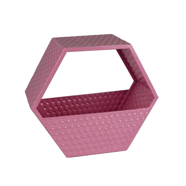 Functionally decorous Metal Wall Basket, Pink-Baskets-Pink-Metal-JadeMoghul Inc.