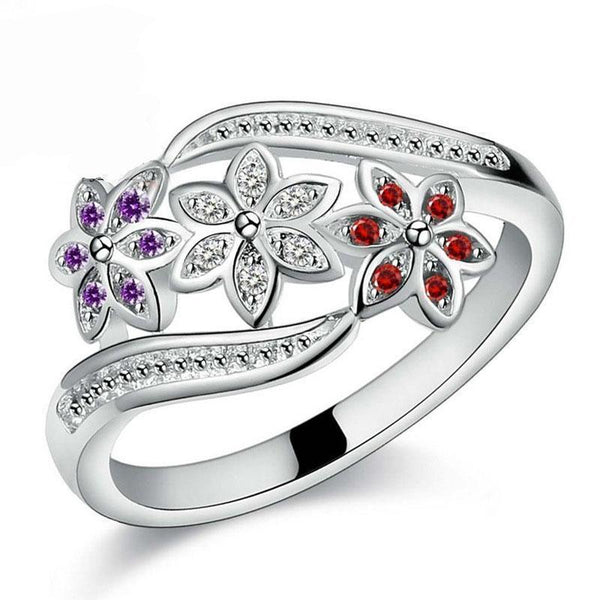 Funny Design Three Color CZ Flower Ring for Women Girls Fashion 925 Sterling Silver Ring Wedding Lady Jewelry Size 7 8 9-7-JadeMoghul Inc.