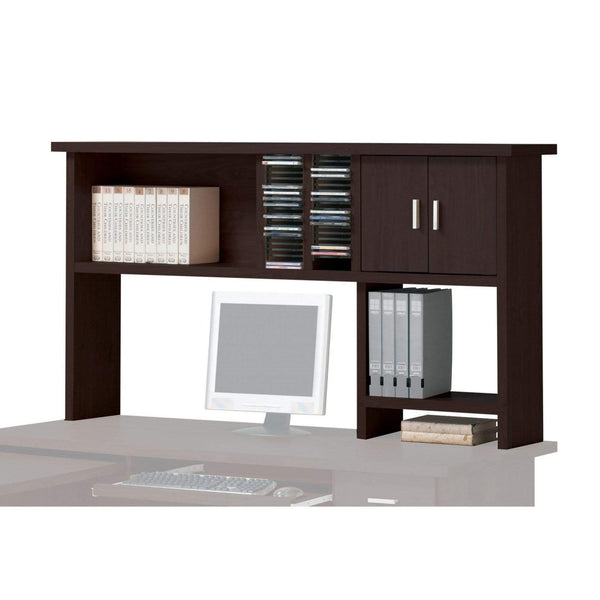 Furniture Affordable Furniture - 12" X 63" X 34" Espresso Wood Veneer (Paper) Computer Hutch HomeRoots