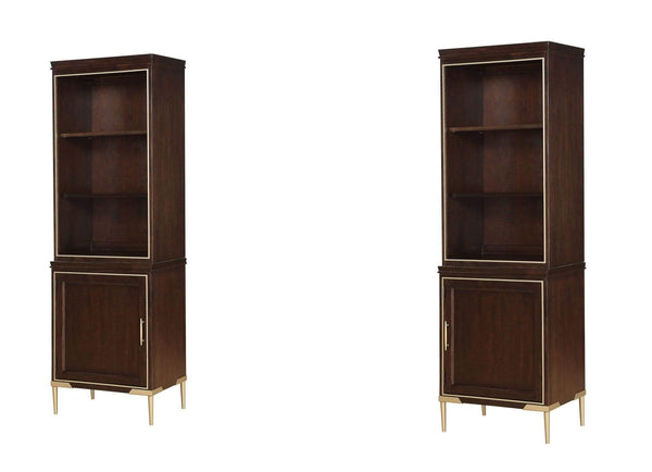 Furniture Affordable Furniture - 16" X 112" X 74" Cherry Metal Wood Entertainment Center (Set of 2) HomeRoots