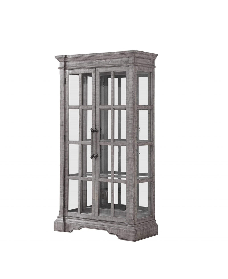 Furniture Affordable Furniture - 18" X 44" X 80" Salvaged Natural Wood Glass Curio HomeRoots