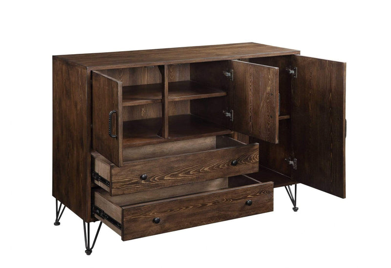 Furniture Affordable Furniture - 18" X 48" X 36" Walnut Black Metal Wood Server HomeRoots