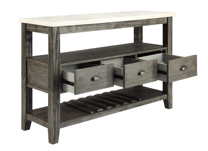 Furniture Affordable Furniture - 18" X 54" X 36" White Marble Gray Oak Wood Server HomeRoots