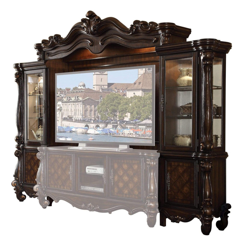 Furniture Affordable Furniture - 21" X 118" X 95" Cherry Oak Wood Poly Resin Glass Entertainment Center HomeRoots