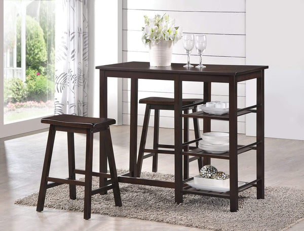 Furniture Affordable Furniture - 3 Piece Counter Height Set In Walnut HomeRoots