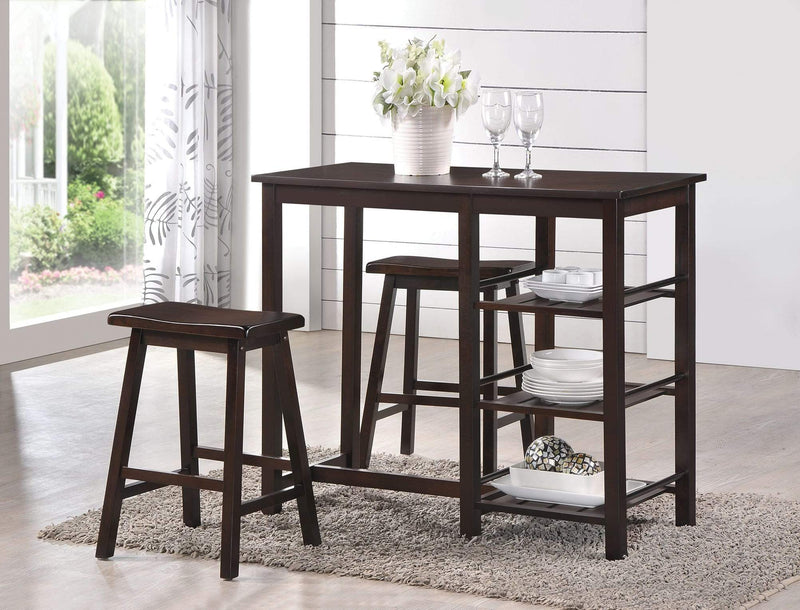 Furniture Affordable Furniture - 3 Piece Counter Height Set In Walnut HomeRoots