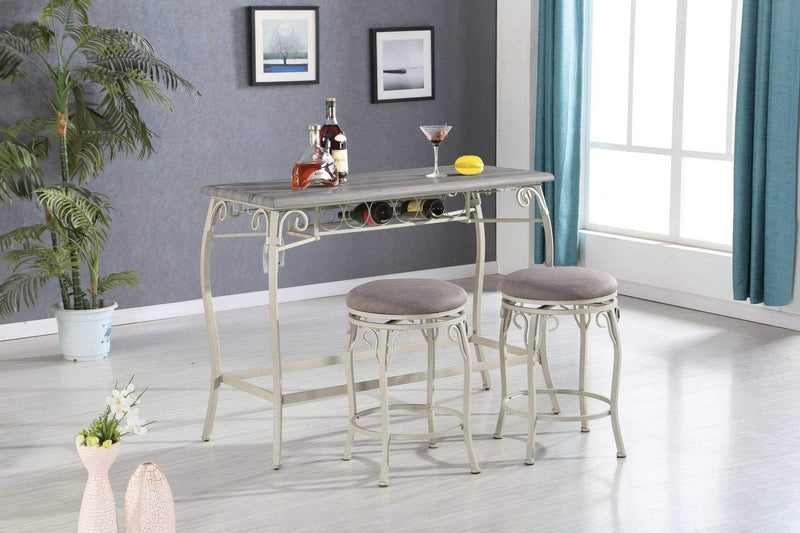 Furniture Affordable Furniture - 3 Piece Wooden Counter Height Set Gray Oak & Fabric HomeRoots