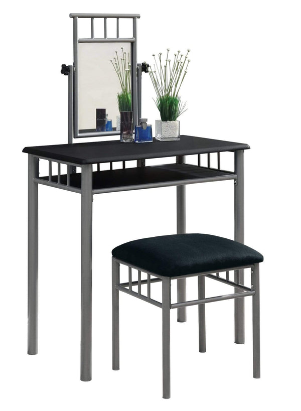 Furniture Affordable Furniture - 31" x 46" x 69'.5" Black, Silver, Foam, Metal, Microfiber - Vanity Set 2pcs HomeRoots