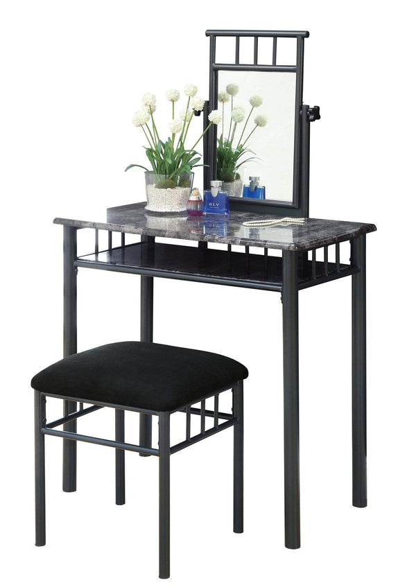 Furniture Affordable Furniture - 31" x 46" x 69" Grey Marble/Charcoal Metal - 2pcs Vanity Set HomeRoots